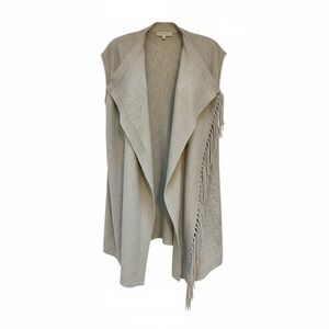 Neiman Marcus Gray Fringe Cashmere Vest